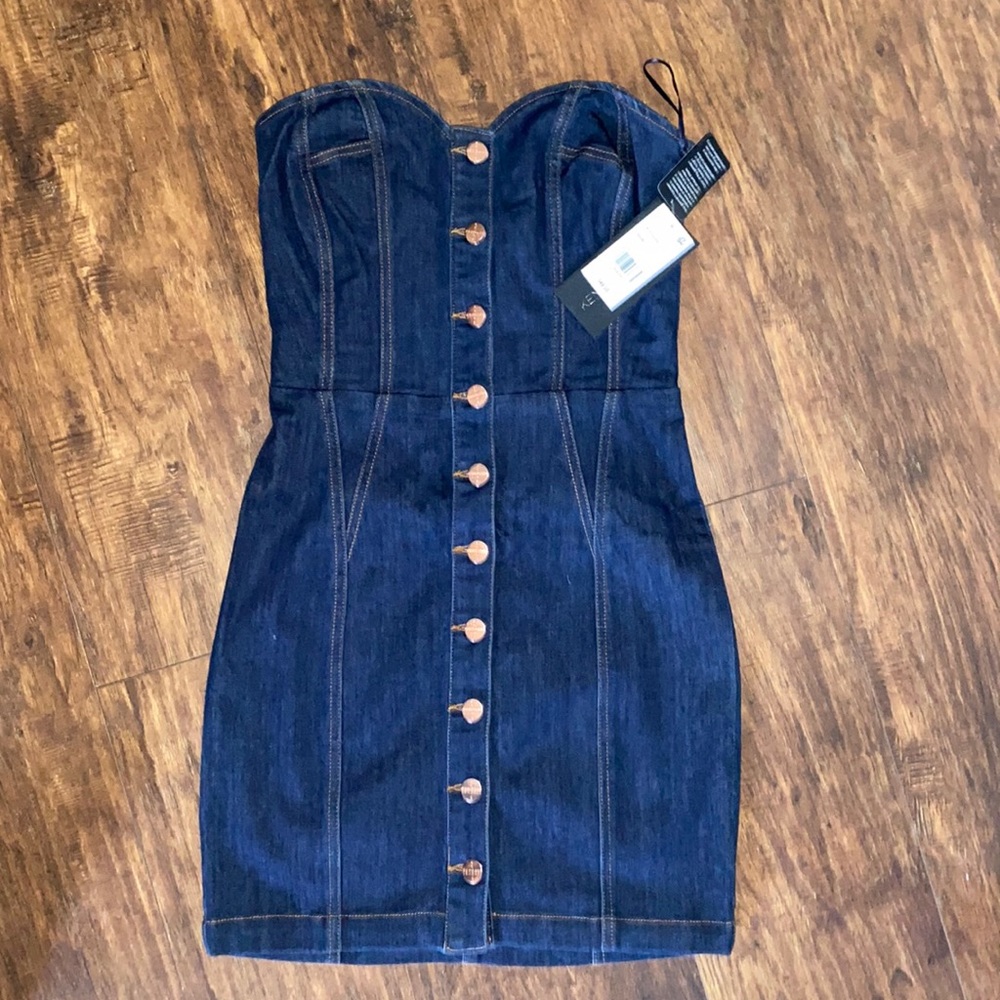 Macy’s denim short strapless dress